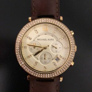 Michael Kors Leather Watch with Bling